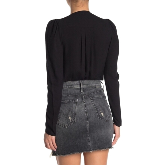 AFRM Black Long Sleeve Wrap Front Bodysuit M - Picture 2 of 8